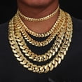 thumbnail image 1 of 12-20mm wide Hip Hop Bling Iced Out Round Cuban Miami Link Chain Necklaces for Men Rapper Jewelry Gold Silver Color, 1 of 7
