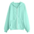 thumbnail image 3 of BODOAO Zip Up Hoodie Women Long Sleeve Sweatshirts Fall Outfits 2025 Oversized Hoodies Casual Fashion Jackets Fall Jacket Pocket Sweatshirt Clothing Zipper Track Jacket Solid Color Tops Green L, 3 of 4