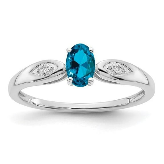 Primal Gold 14 Karat White Gold Blue Topaz and Diamond Ring