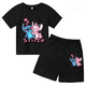 thumbnail image 3 of Nuevo conjunto de camiseta y pantalones cortos de verano con dibujos animados de Disney, bonito Stitch Angel para niños y niñas, ropa de algodón para niños, conjunto informal de 2 piezas para niños, 3 of 5