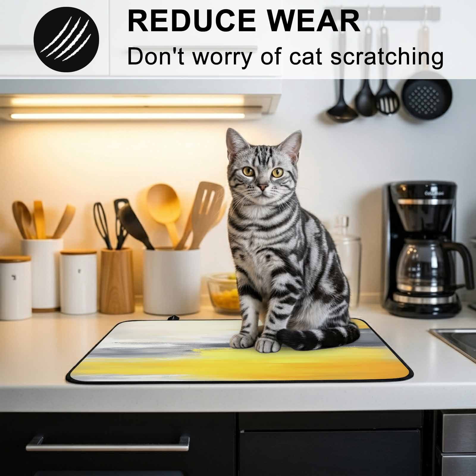 Yellow Gray Stove Top Cover for Electric Stove, Heat-proof & Non Slip Glass Top Stove Cover Protector, Contemporary Abstract Oil Painted Art Kitchen Flat Cooktop Rubber Mat 24x21 Inches