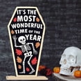 thumbnail image 2 of Es lo maravilloso del año Cartel de madera Cartel de Halloween con esqueleto bailando Cartel gótico Cartel de otoño para la puerta Cartel de madera con esqueleto Temporada de Halloween Wal, 2 of 7