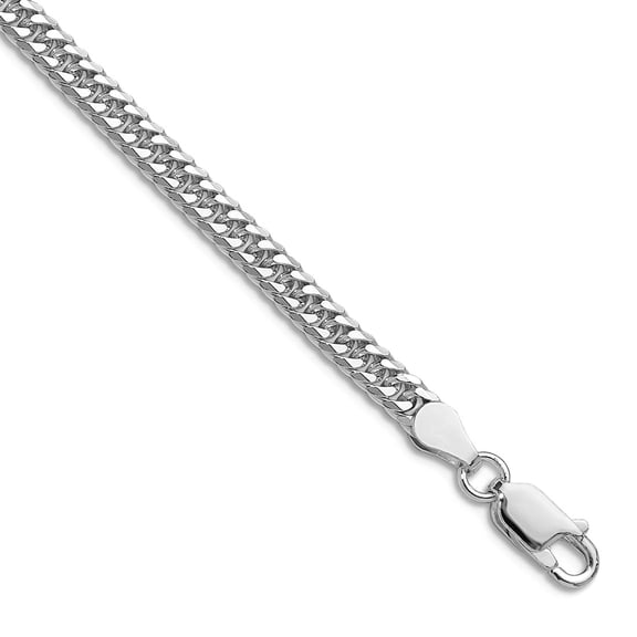 925 Sterling Silver Rhodium Plated 3.9mm Double Sparkle-Cut Curb Chain Necklace 20 Inch Chain Necklace for Women and Men