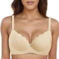thumbnail image 3 of Jelly Bras for Women Soft Support Fashion Shecurve Jelly Bra High Looking Fixed Cup Wireless U Back Comfort Underwear(D-Beige,XL), 3 of 5