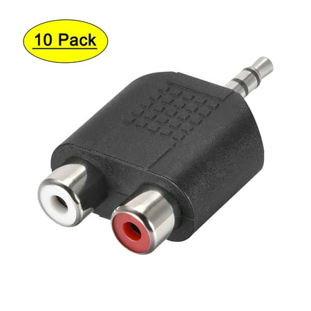 3.5mm stéréo mâle 2 RCA Audio Connecteur femelle doubleur adaptateur vidéo  10Pcs 
