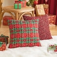 thumbnail image 3 of 2PCS Christmas Plaid Decorative Throw Pillow Covers Snowflake for Sofa Farmhouse Decor,20x20 Inch, 3 of 10