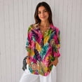 thumbnail image 4 of Nyfairy Plus Size Women's Floral Embossed Print Long Sleeve Button Down Casual Shirt, 4 of 5