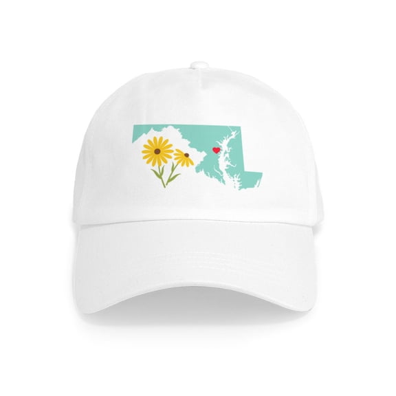CafePress - Maryland State Outline Black Eyed Susan Flower Bas - Adjustable 100% Brushed Unisex Casual Cotton Baseball Cap, Beige, 1