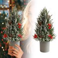 thumbnail image 1 of Christmas Frosted Tabletop Tree with Red Berries Elegant Holiday Centerpiece Decoration, 1 of 6