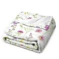 thumbnail image 3 of Floral Colorful Flower Flannel Blanket Lightweight Blanket for Couch Sofa Bed, Super Soft Cozy Print Warm Blanket, 3 of 7