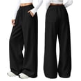 thumbnail image 3 of Camleand Women’s Wide Leg Sweatpants High Waisted Baggy Flared Pants Drawstring Athletic Joggers Casual Straight Solid Color Loose Casual Wide Leg Pants Khaki XXL, 3 of 8