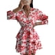 thumbnail image 1 of SAYOO, minivestido acampanado a la moda para mujer, vestido de manga larga con cuello en V y estampado Floral, vestido informal con cintura elástica para primavera y otoño SAYOO  moda, 1 of 2