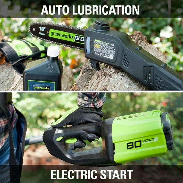 Greenworks PRO 80V 10 Inch Cordless Pole Saw 2.0 AH Battery
