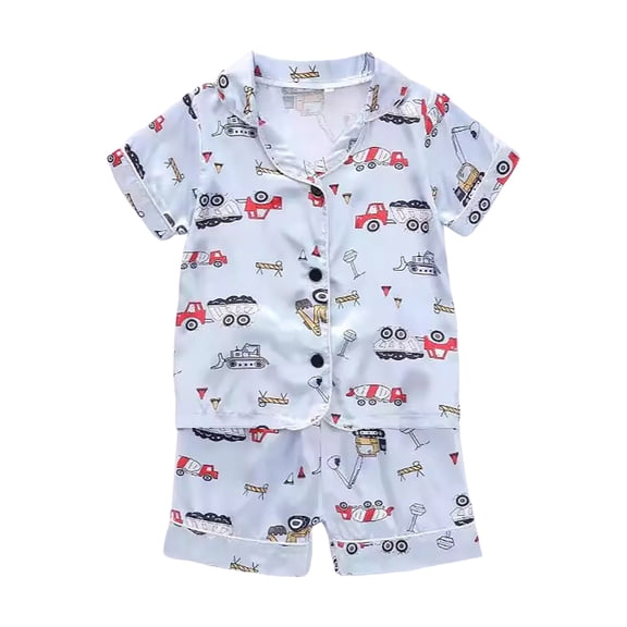 NIEWTR Toddler Summer Pajamas Set For 18-24 Months Toddler Boy Kids Summer Short Sleeves T-Shirt and Shorts Outfit 2 Piece Set Short Sets Summer Dailywear Set