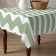 thumbnail image 4 of Sage Green Stripe Table Cloth Waterproof Tablecloths, Farmhouse Striped Modern Waves Moires Tablecloth Dining Table Cover for Kitchen Party Tabletop Outdoor, Square Tablecloth 60x60 Inch, 4 of 9