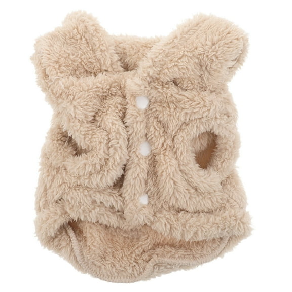 TABLZONE Khaki Small Dog Sweater Hoodie with Bunny Ears, Warm Polyester Pet Clothes for Cold Weather, Size M