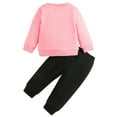 thumbnail image 3 of GYRATEDREAM Toddler Girls Clothes Fall Outfits Letter Print Pullover Sweatshirt & Jogger Pants Set Kids Winter Sweatsuit, 3 of 9