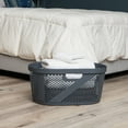 thumbnail image 3 of Mind Reader 40L Laundry Basket, Clothes Hamper, Lid, Wicker Design, Plastic, 23"L x 14.5"W x 10.5"H, Gray, 3 of 8