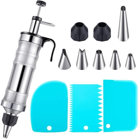 

Dessert Decorating Syringe Set Cupcake Frosting Filling Injector with 7 Icing Nozzles and 3 Cream Scrapers Dessert Cream Piping Syringe Nozzles Kits for Cake