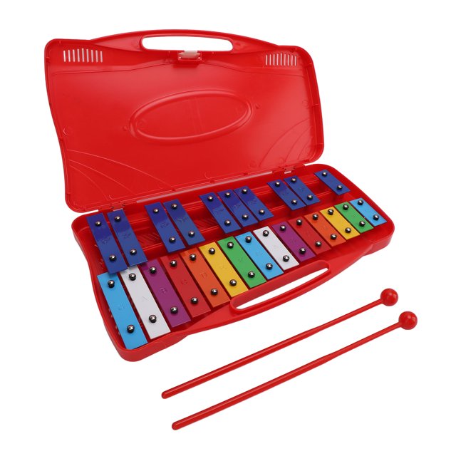 Colorful Xylophone, Portable 2 Full Octaves Xylophone 25 Note Durable for Home