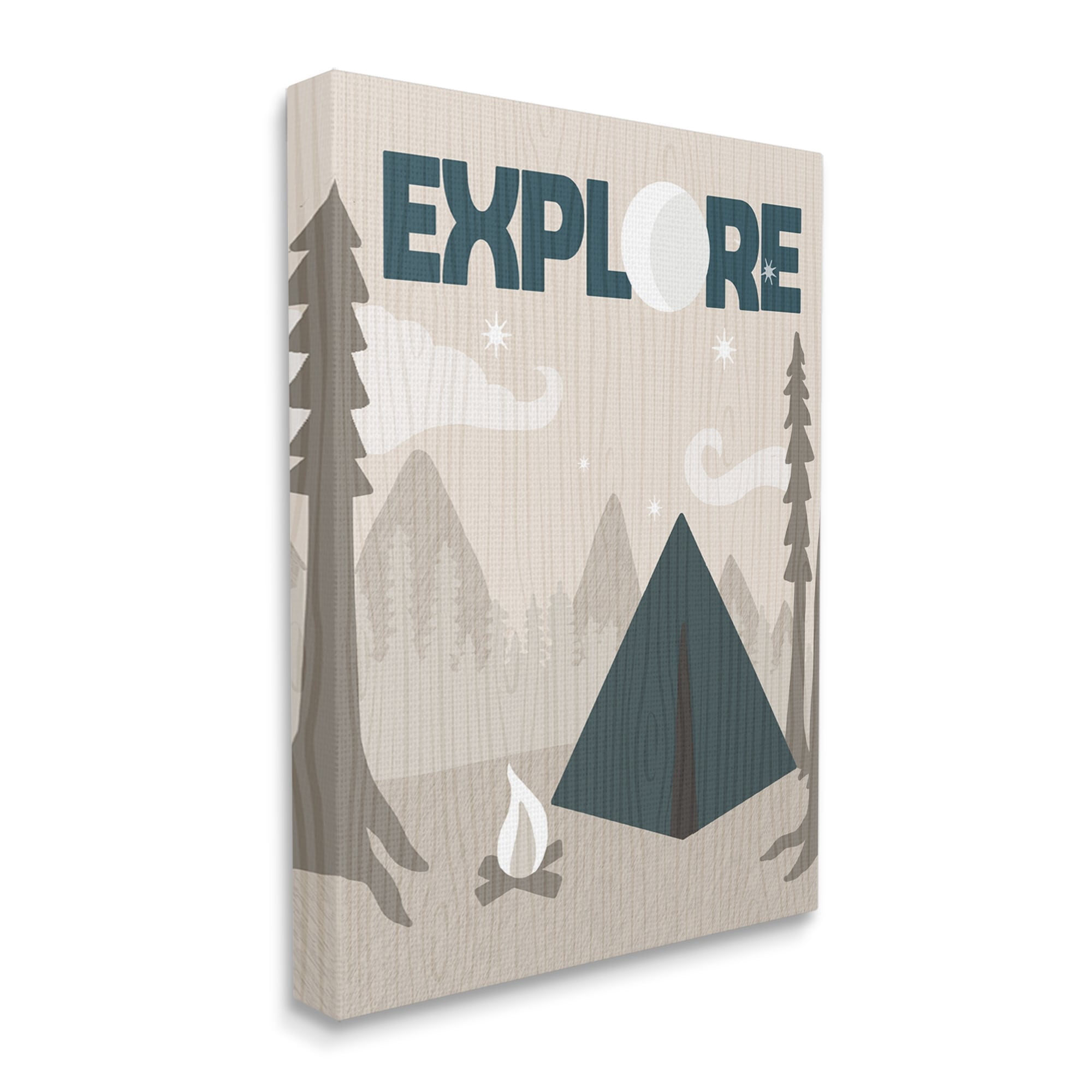 Stupell Industries Explore Camping Nighttime Tent Campfire Woodland , 36 x 48, Design by Daphne Polselli