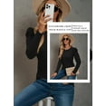 thumbnail image 6 of STARVNC Women Crew Neck Leg-Of-Mutton Long Sleeve Waffle Top, 6 of 7
