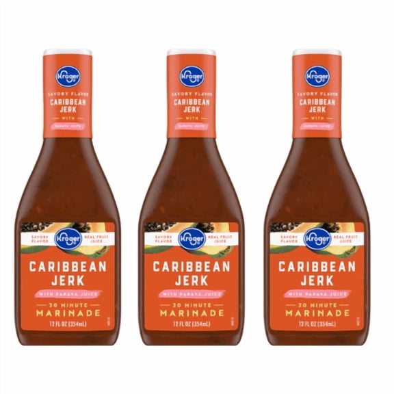Caribbean Jerk Marinade with Papaya Juice, 30 Minute, 3 Pack, 12 fl oz