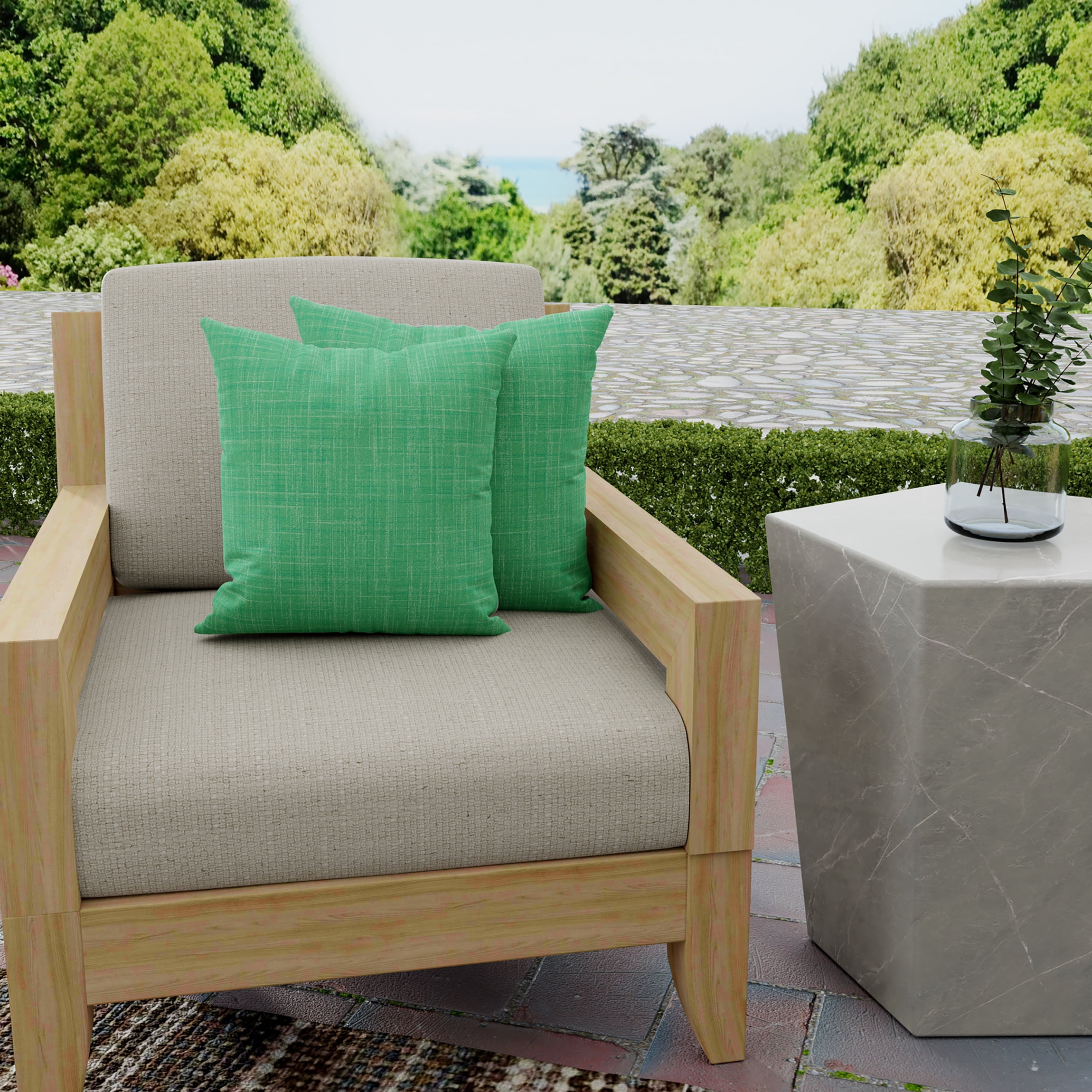 Jordan Manufacturing 16" x 16" Harlow Dill Green Solid Square Outdoor Throw Pillow (2 Pack)