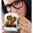 thumbnail image 2 of 3dRose, Cool Funny Beaver Drinking Beer Cartoon, 11oz Two-Tone Yellow Mug, 2 of 7