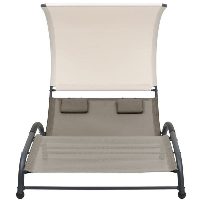 Andoer Double Sun Lounger with Canopy Textilene Taupe Walmart