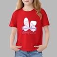 thumbnail image 2 of Piuwrlz 11-12 Years Girls Short T-Shirts Sleeve Teen Graphic Shirts Tops Crew Neck Bow-knot Pullover Red Size 11-12 Years, 2 of 7