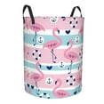 thumbnail image 2 of Bingfone Pink Striped Flamingo Waterproof Foldable Laundry Hamper Bucket With Handles For Storage Bin,Clothes Hamper (Medium), 2 of 8