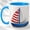 Blue, variant on Striped Sailboat Coffee Mug, Nautical Boat Mug, Ceramic 11 oz