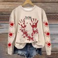 thumbnail image 1 of TIMIFIS Chandail en Molleton Halloween Femmes Horreur Rouge Graphique Chandails en Molleton en Polaire Halloween Col Rond Manches Longues Chandail Tops, 1 of 3