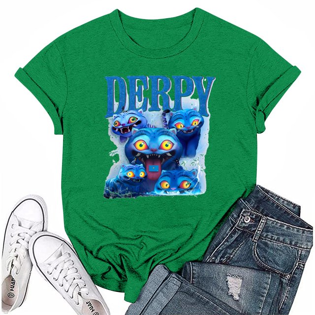 2025 Movie Kpop Demon Hunters T-Shirt Summer Tshirts Casual Loose Girls T Shirt Graphic Clothes Fashionable Unisex Short Sleeve Cartoon Graphic Tee for K-Pop and Movie Fans#Green 2XL