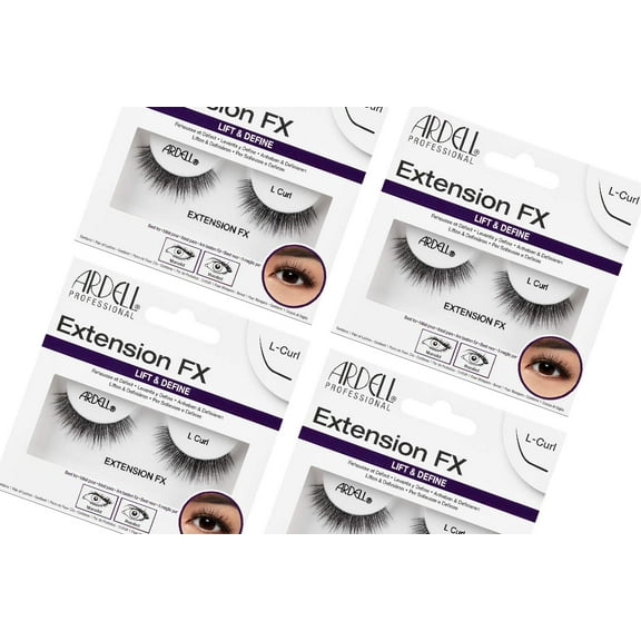 Ardell Extension Fx L Curl False Eye Lashes To Lift & Define Eyes, 4 Pack
