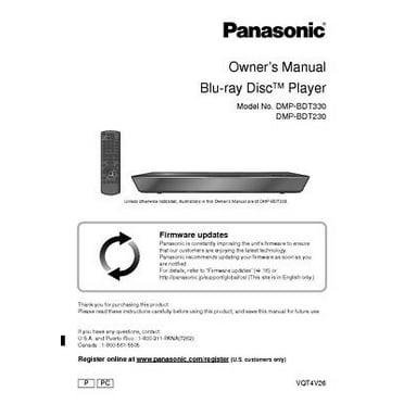 Panasonic DMP-BDT230 DMP-BDT330 Blu-ray Player Owners Instruction Manual REPRINT