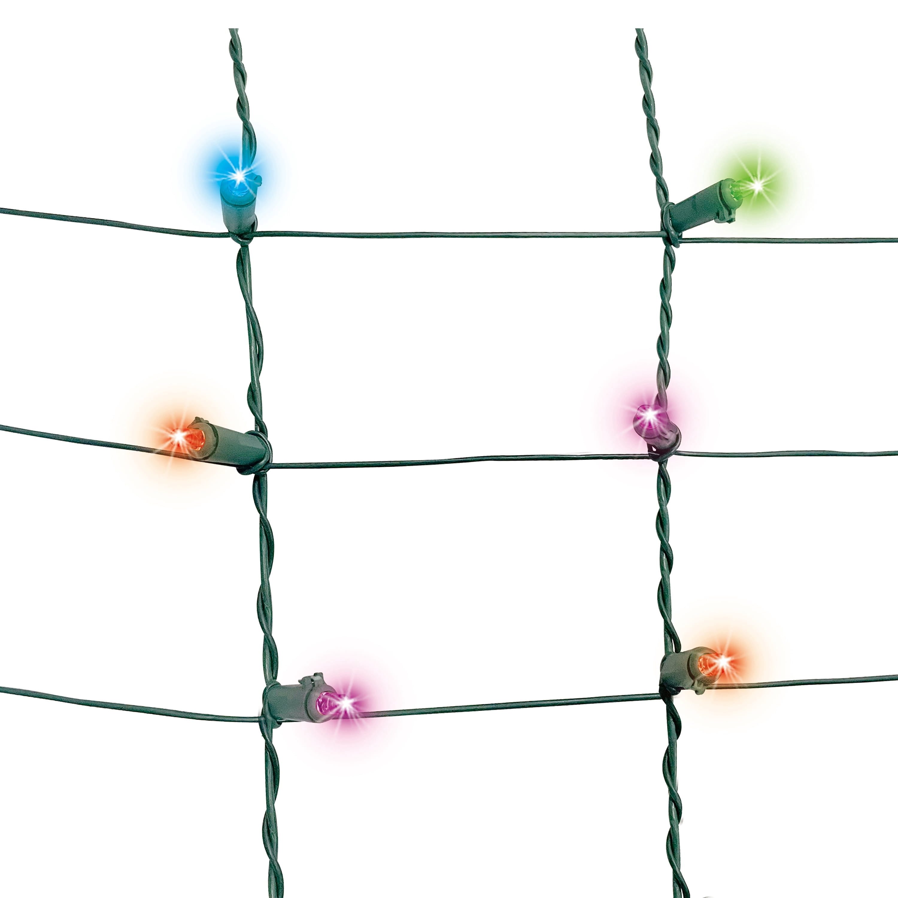 Indoor/Outdoor 200-Count LED High Density Christmas Net Lights, Multicolor, Green Wire, 4' x 4', by Holiday Time