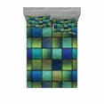 thumbnail image 2 of Ambesonne Colorful Fitted Sheet & Pillow Sham Set, Modern Geometric Bohem, Twin, Blue Green, 2 of 3