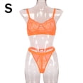 thumbnail image 1 of Encaje sexy conjunto de ropa interior sujetador ropa interior regalo para mujer, naranja fluorescente, S 2 piezas Vogacara XX000054-12, 1 of 7