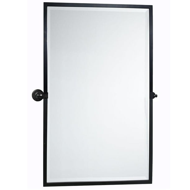 TEHOME Black Metal Framed Pivot Rectangle Bathroom Mirror Tilting