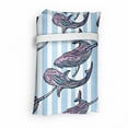 thumbnail image 4 of Whale Portable Fabric Shopping Bag, Vertical Stripes Background with HDrawn Abstract Giant Marine Mammals, Versatile Durable Grocery Tote with High Capacity, Pale Blue White Lilac, by Ambesonne, 4 of 4