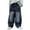 Black, variant on KAUOD Kids Teen Cargo Baggy Jeans Boys Loose High Waist Straight Wide Leg Hip Hop Stretchy Pants Retro Multi Pocket Streetwear