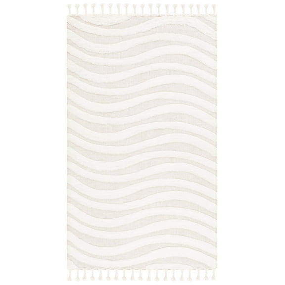 SAFAVIEH Casablanca Alene Wavy Striped Area Rug, Ivory/Light Grey, 6' x 9'