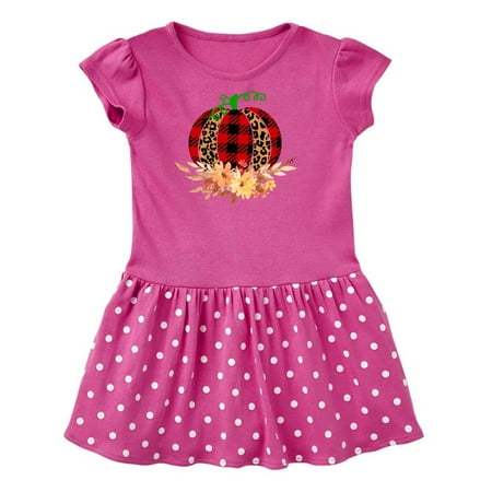 

Inktastic Rustic Cheetah and Plaid Print Pumpkin Gift Toddler Girl Dress