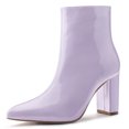 thumbnail image 1 of Botines de punta Estrecha Allegra K con Cremallera y tacón Grueso para Mujer Púrpura 9, 1 of 7