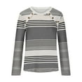 thumbnail image 5 of Youyipin Long Sleeve Shirts for Women Women's Colorblock Striped Button Long Sleeve Crew Neck Tee Shirts Tops, 5 of 6