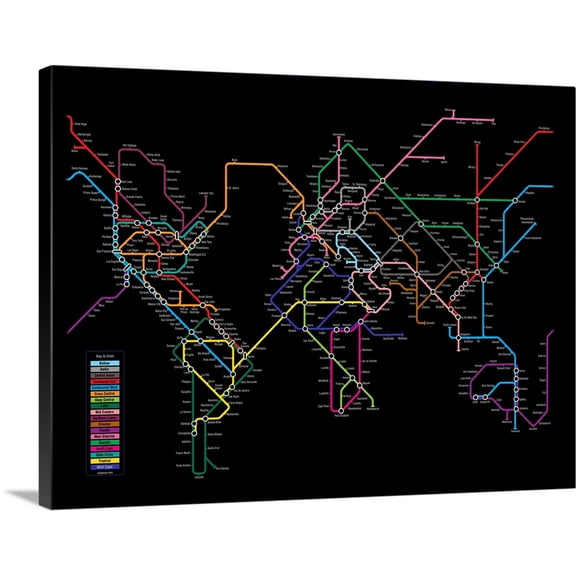 Great BIG Canvas | "World Metro Map" Canvas Wall Art - 24x18