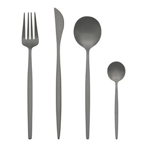 Unique Bargains 24 Pieces Silverware Set Stainless Steel Flatware Black