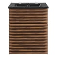thumbnail image 3 of Pemberly Row 17.5" Modern Wood Wall-Mount Bathroom Vanity in Walnut/Black, 3 of 9